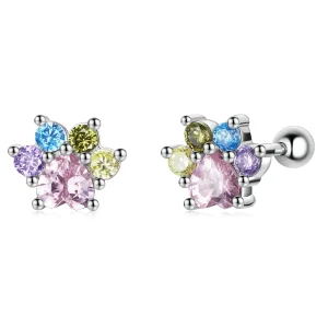 (imagine pentru) Studuri auriculare cu gheare drăguțe și zirconiu colorat în stil Pandora - SCE1334