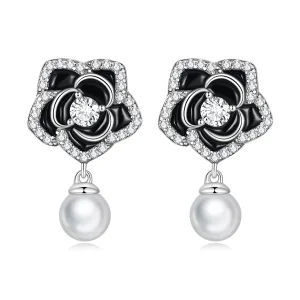 (imagine pentru) Studuri de tip Pandora cu floarea de camelie - BSE706