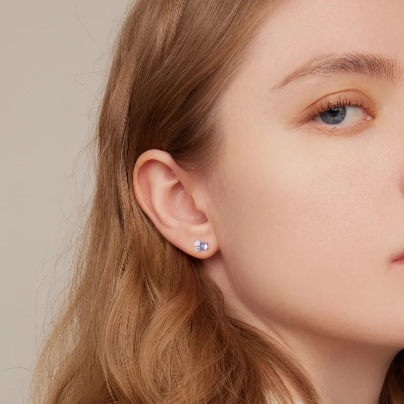 (imagine pentru) Studuri de ureche cu model Pandora Style și cusături din pietre prețioase - SCE1 - Vizualizare 5