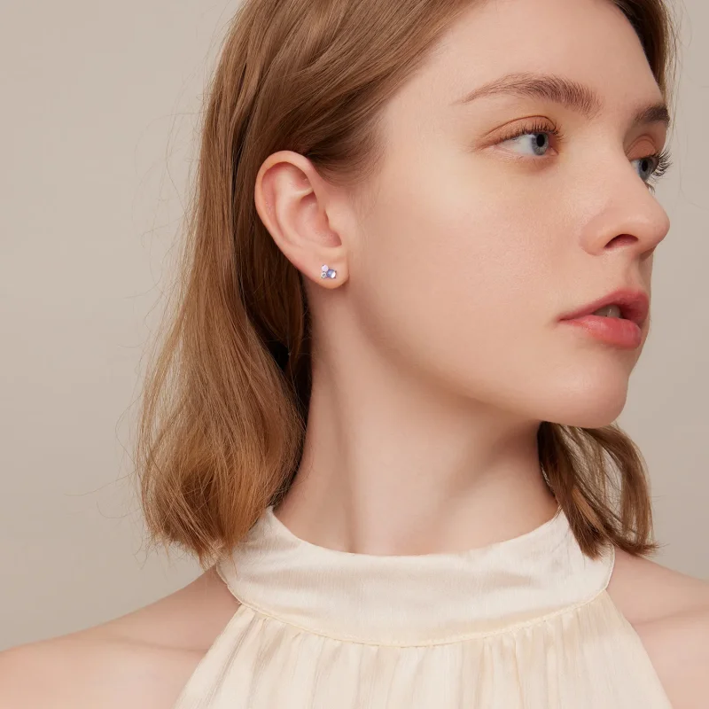 (imagine pentru) Studuri de ureche cu model Pandora Style și cusături din pietre prețioase - SCE1 - Vizualizare 6
