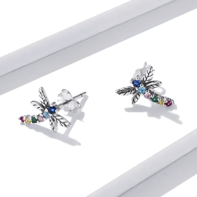 (imagine pentru) Studuri de urechi cu dragonfly colorat în stilul Pandora - BSE515 - Vizualizare 2