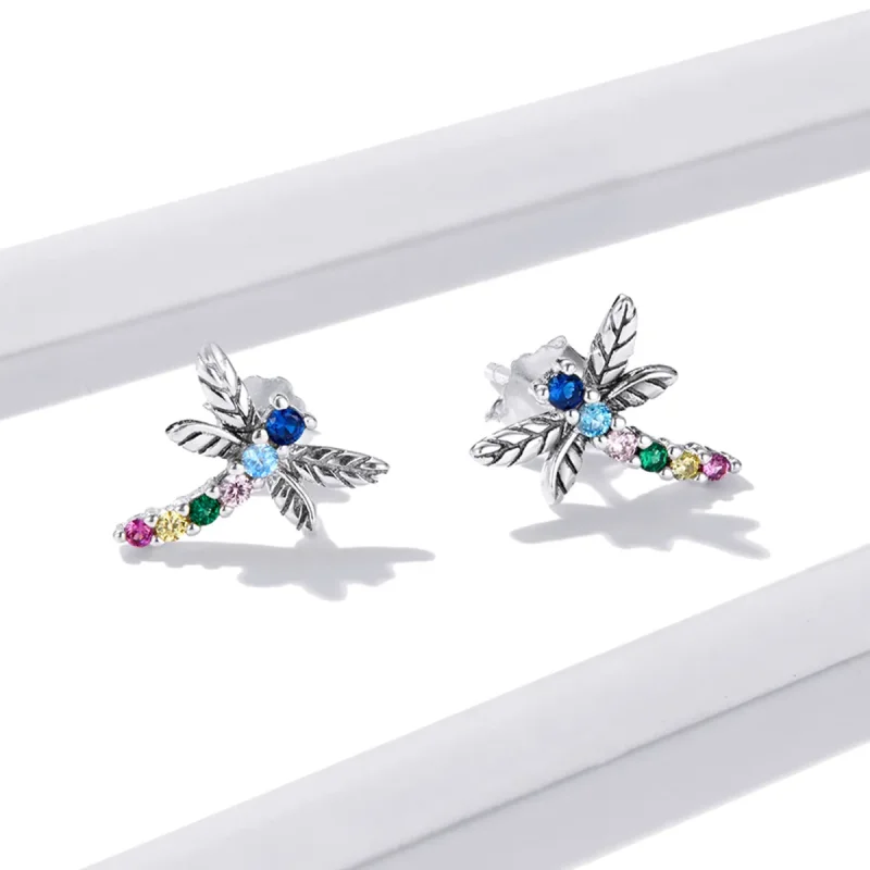 (imagine pentru) Studuri de urechi cu dragonfly colorat în stilul Pandora - BSE515 - Vizualizare 4