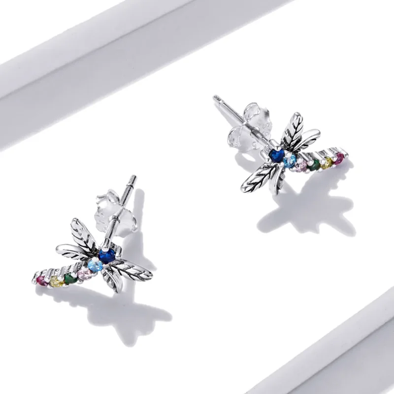 (imagine pentru) Studuri de urechi cu dragonfly colorat în stilul Pandora - BSE515 - Vizualizare 5