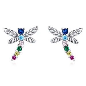 (imagine pentru) Studuri de urechi cu dragonfly colorat în stilul Pandora - BSE515