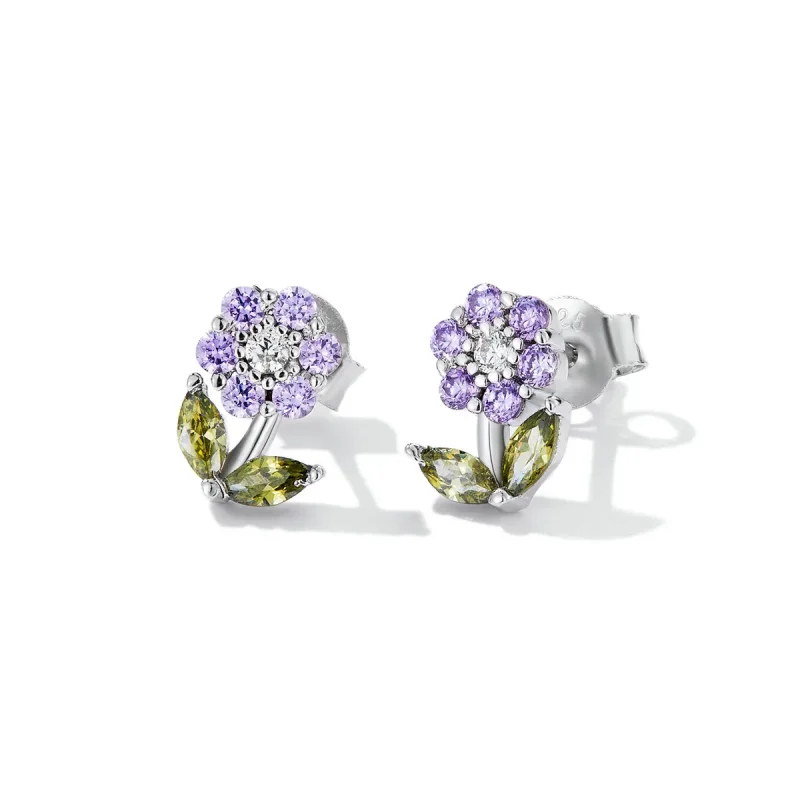 (imagine pentru) Studuri delicate cu flori în stil Pandora - BSE592-VT - Vizualizare 2