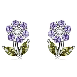 (imagine pentru) Studuri delicate cu flori în stil Pandora - BSE592-VT