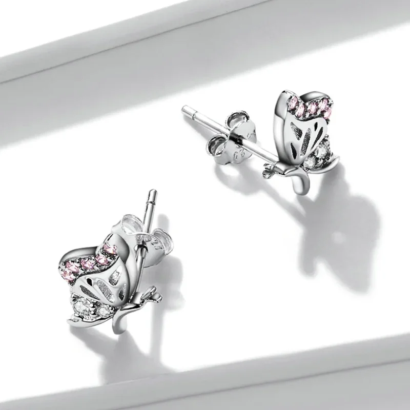 (imagine pentru) Studuri delicate în stil Pandora cu fluturi - BSE574 - Vizualizare 2