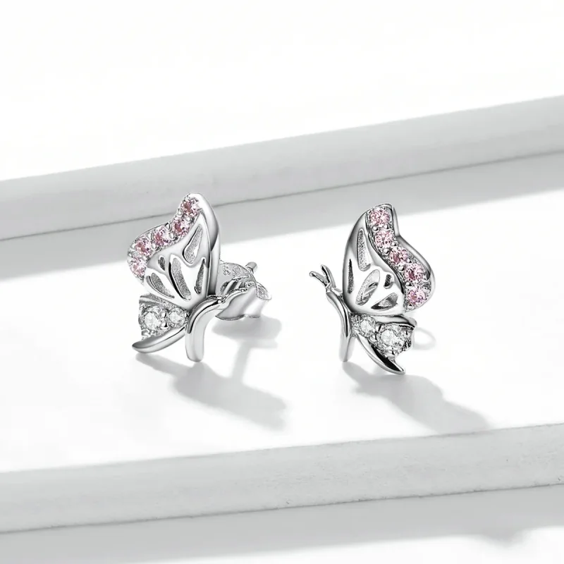 (imagine pentru) Studuri delicate în stil Pandora cu fluturi - BSE574 - Vizualizare 3