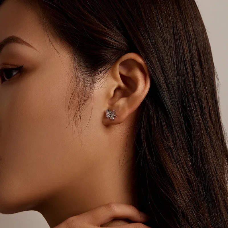 (imagine pentru) Studuri delicate în stil Pandora cu fluturi - BSE574 - Vizualizare 7