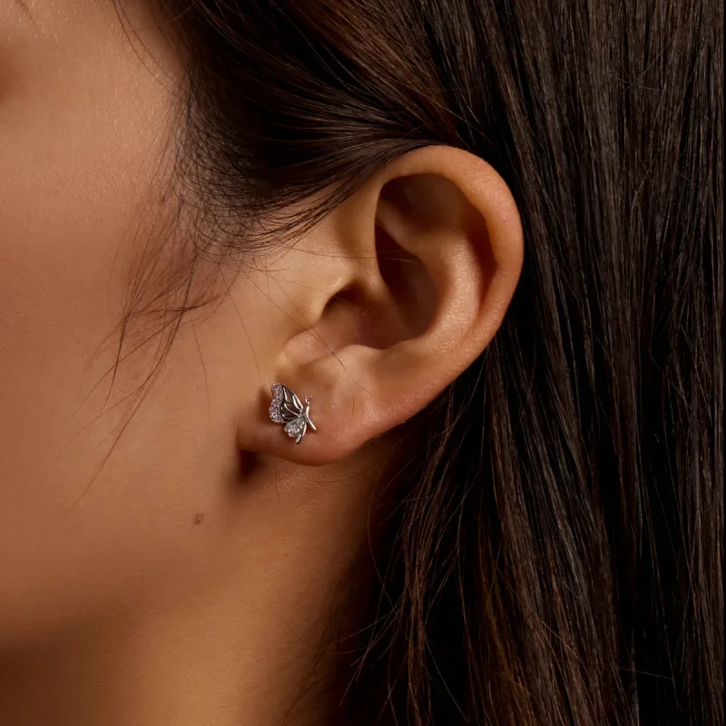 (imagine pentru) Studuri delicate în stil Pandora cu fluturi - BSE574 - Vizualizare 8