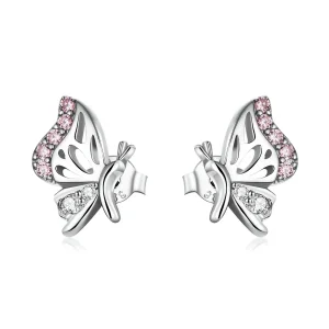 (imagine pentru) Studuri delicate în stil Pandora cu fluturi - BSE574