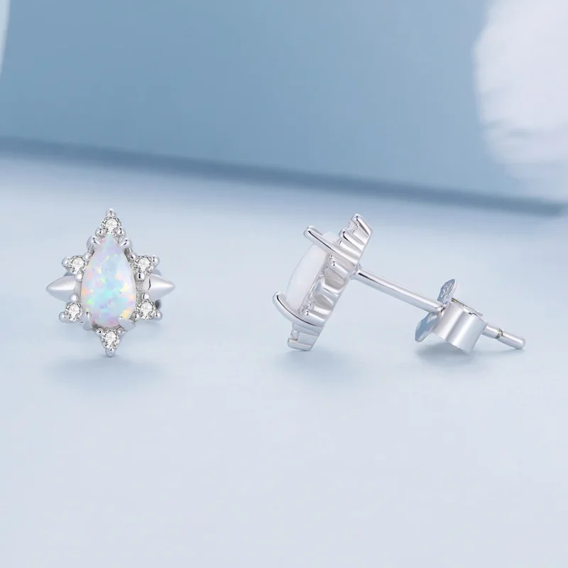 (imagine pentru) Studuri Pandora cu picătură de opal - BSE685 - Vizualizare 3