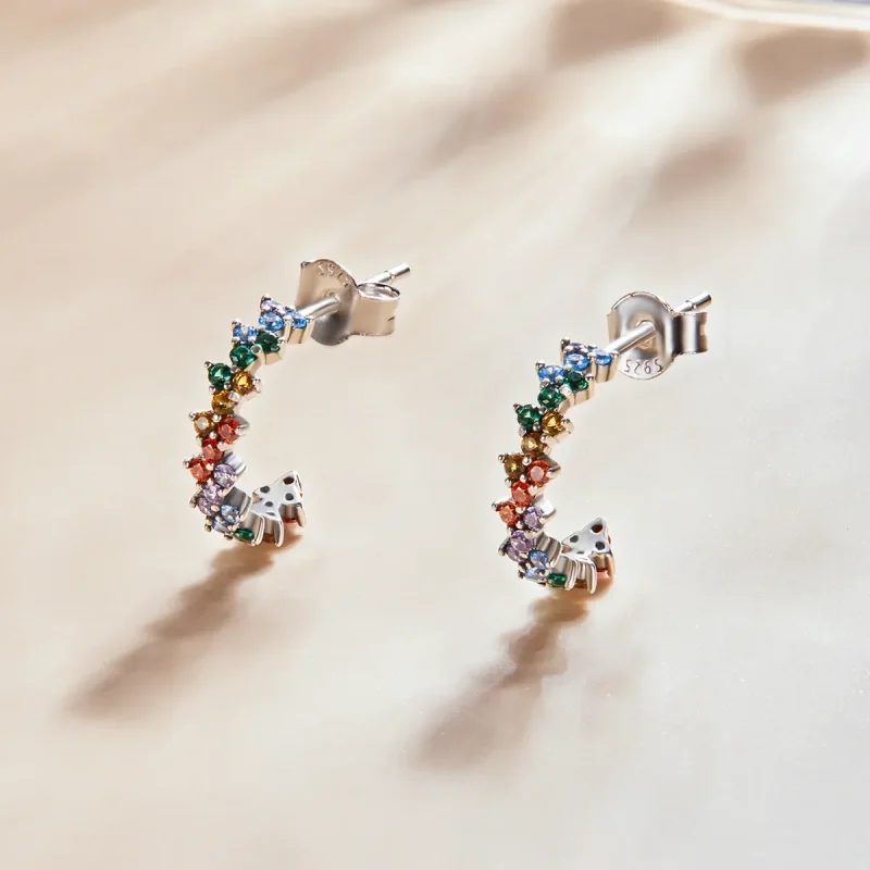 (imagine pentru) Studuri Pandora cu zirconiu colorat în stil curb - SCE1272 - Vizualizare 2