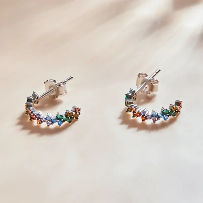 (imagine pentru) Studuri Pandora cu zirconiu colorat în stil curb - SCE1272 - Vizualizare 3