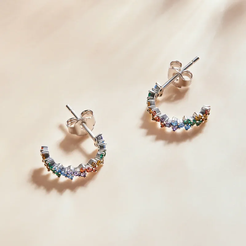 (imagine pentru) Studuri Pandora cu zirconiu colorat în stil curb - SCE1272 - Vizualizare 4