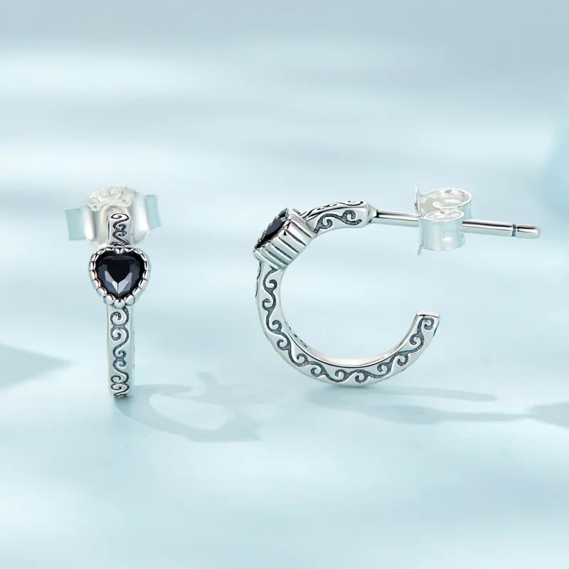 (imagine pentru) Studuri vintage cu zirconiu negru în stil Pandora - SCE1520 - Vizualizare 3