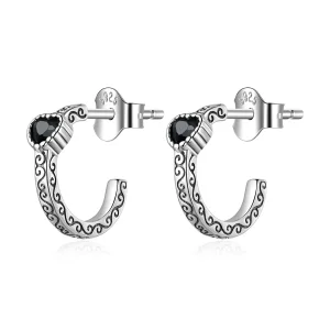(imagine pentru) Studuri vintage cu zirconiu negru în stil Pandora - SCE1520