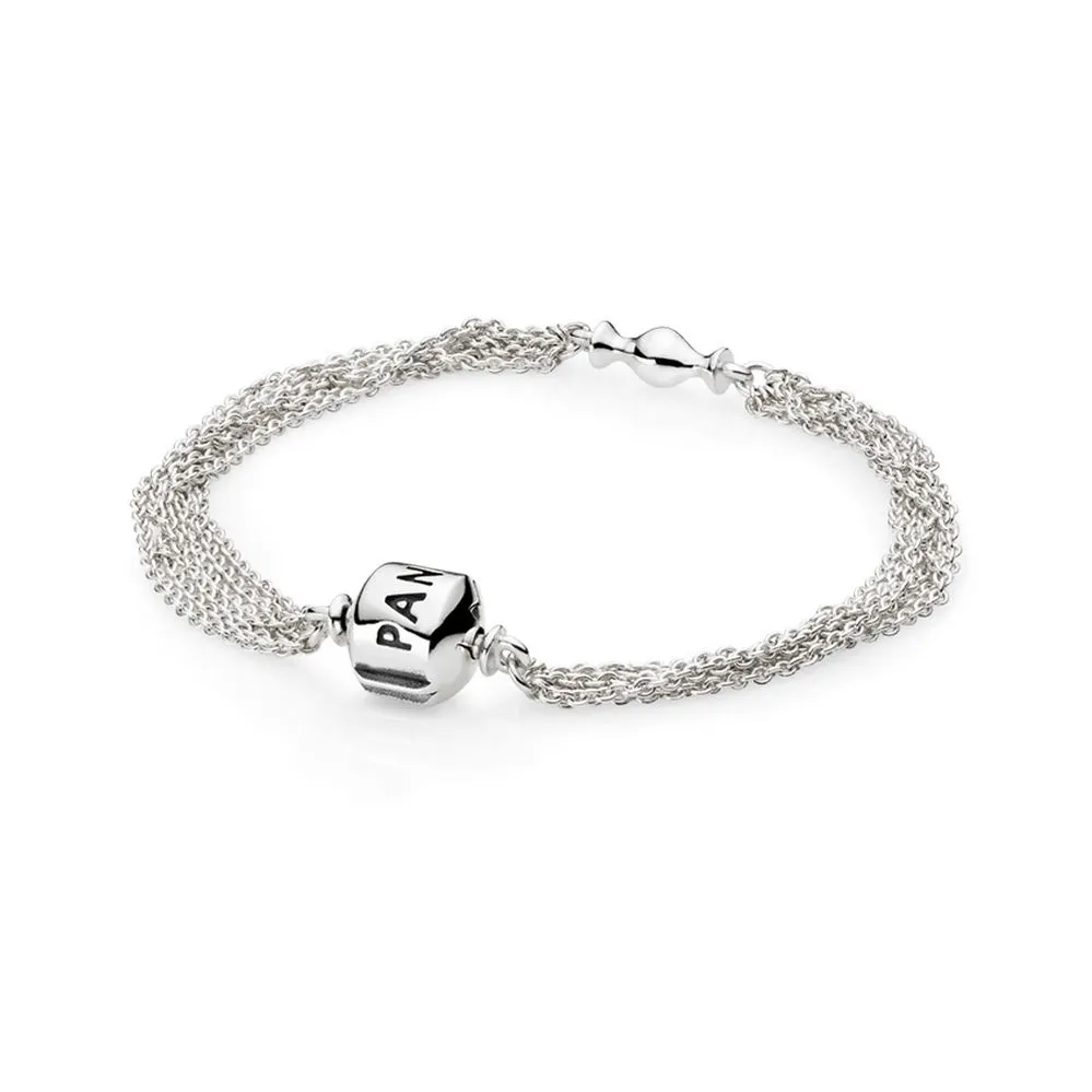 Silver bracelet, multi chain, 1 clip - 591701 - Brăţări PANDORA
