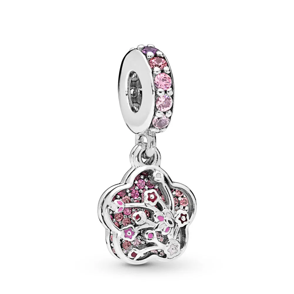 talisman pandantiv pandora pavé peach blossom flower