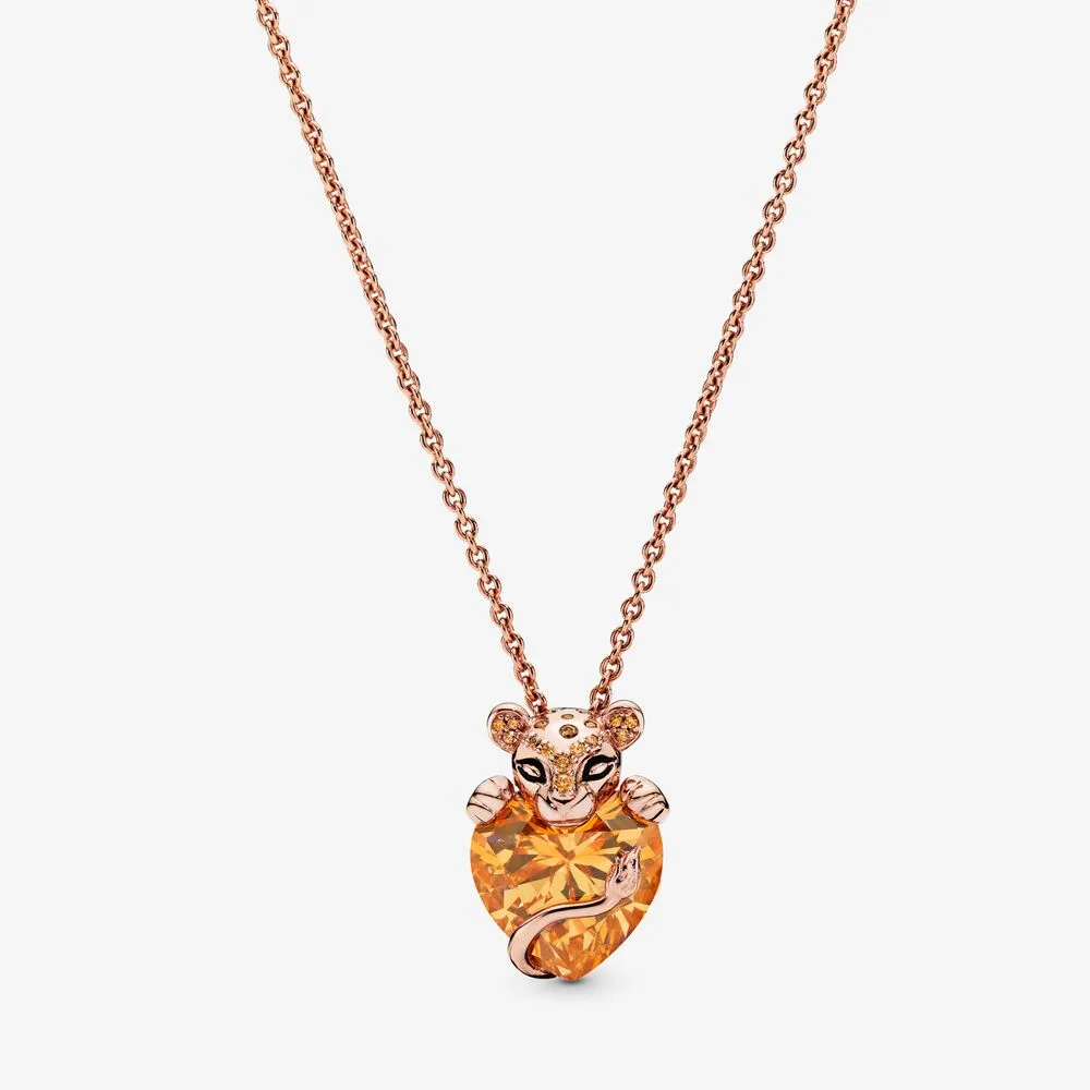 Colier Pandora cu Spumant Lioness Heart din aur rose - 388068CZM