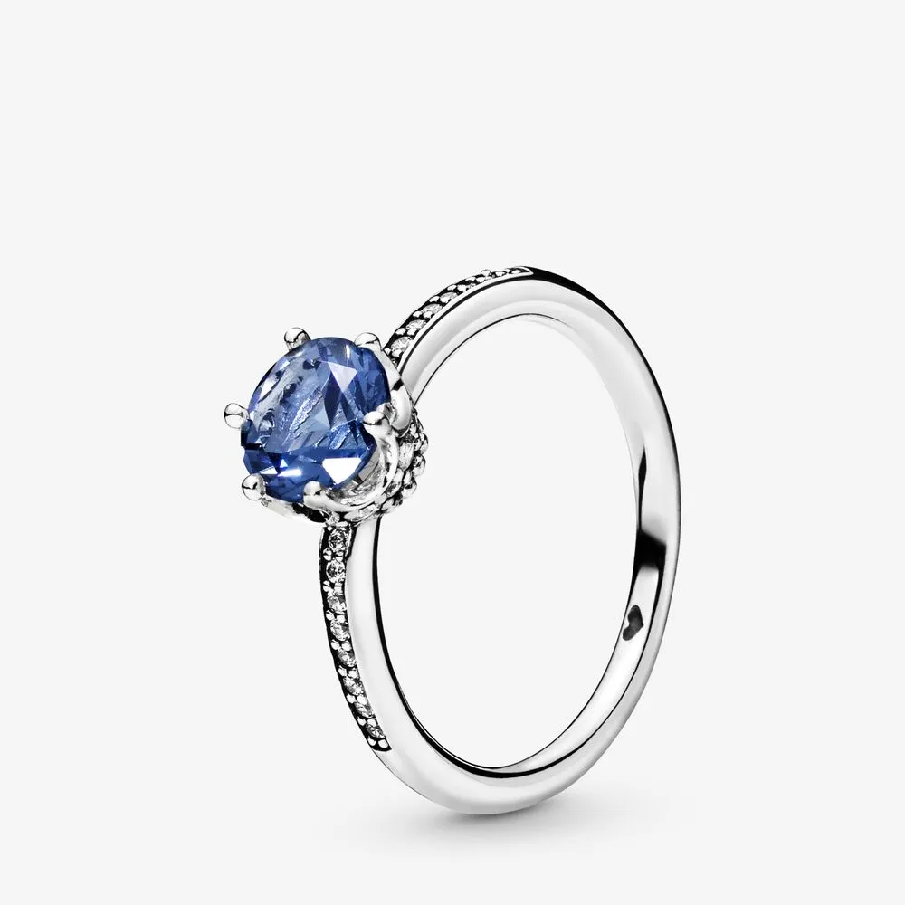 Inel Pandora cu Coroana spumantă albastră din argint - 198289NSWB