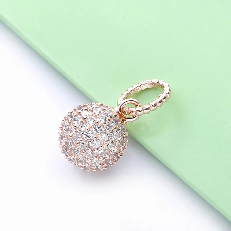 (imagine pentru) Pandantiv Pandora cu Pavé Mingea din aur rose - 388686C01 - Vizualizare 2