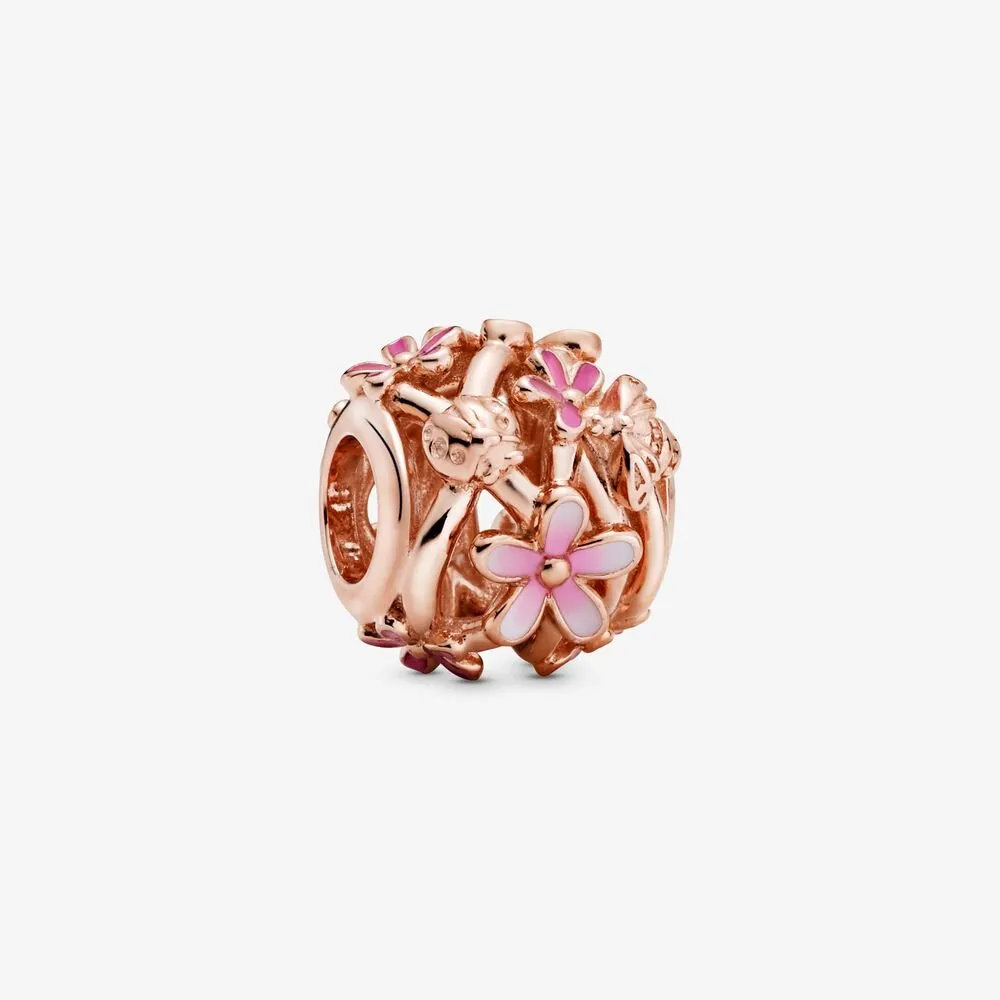 Talisman cu structură dantelată cu margaretă roz - 788772C01