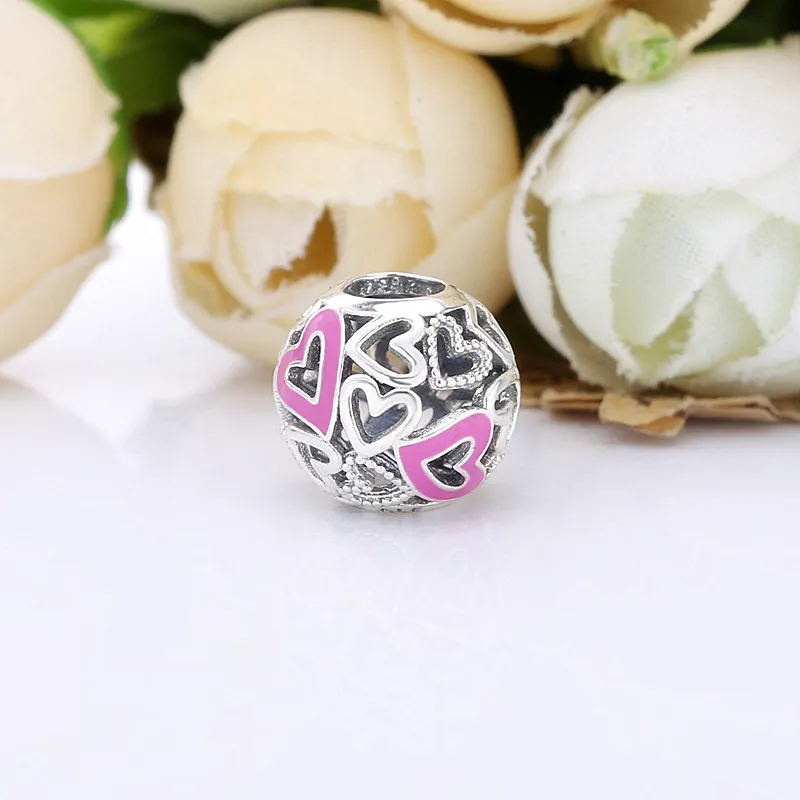 (imagine pentru) Talisman PANDORA cu Inima roz ajurată cu mâna liberă - 798677C01 - Vizualizare 2
