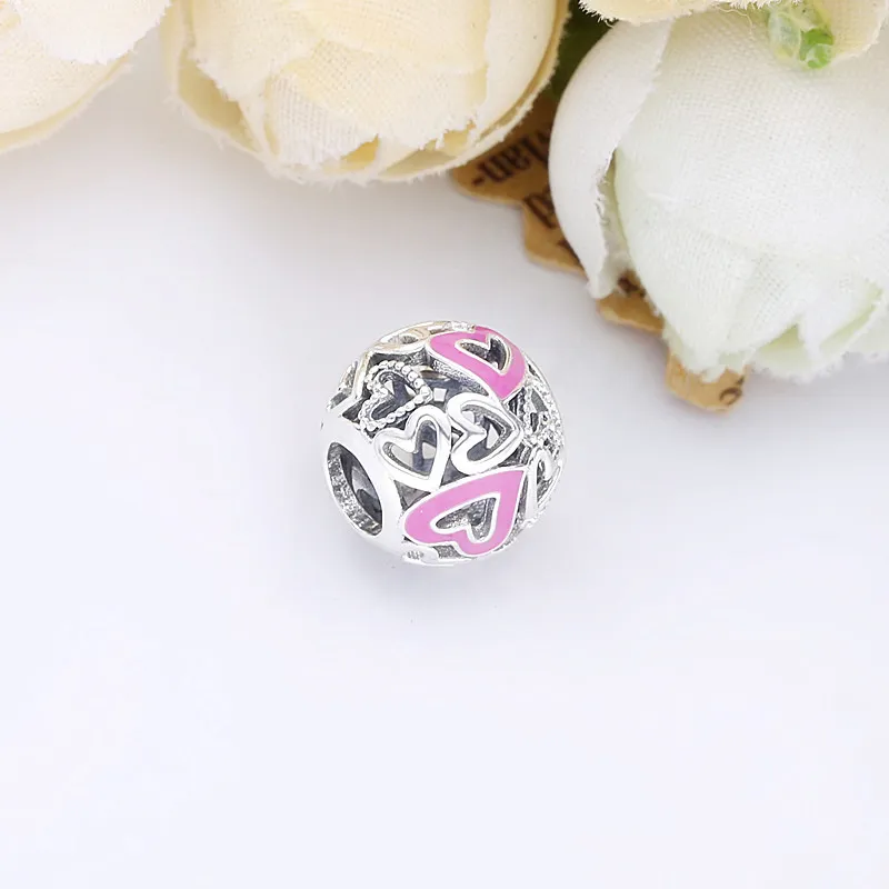 (imagine pentru) Talisman PANDORA cu Inima roz ajurată cu mâna liberă - 798677C01 - Vizualizare 4