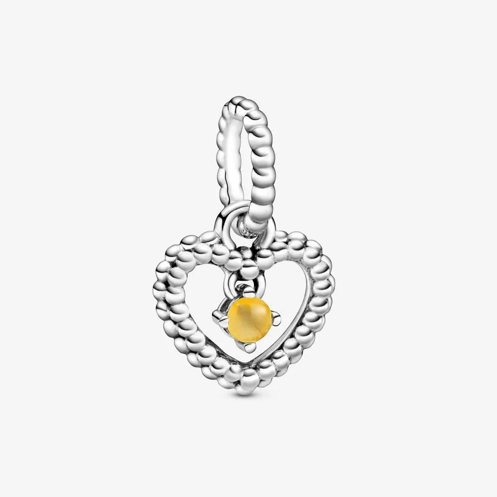 talisman pandora tip pandantiv cu inimioară cu mărgele galben miere 798854c11
