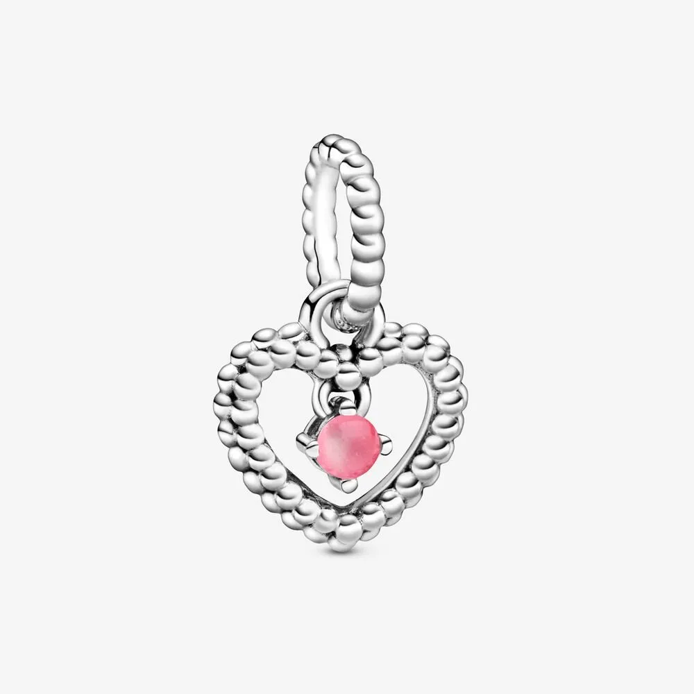 talisman pandora tip pandantiv cu inimioară cu mărgele roz 798854c09