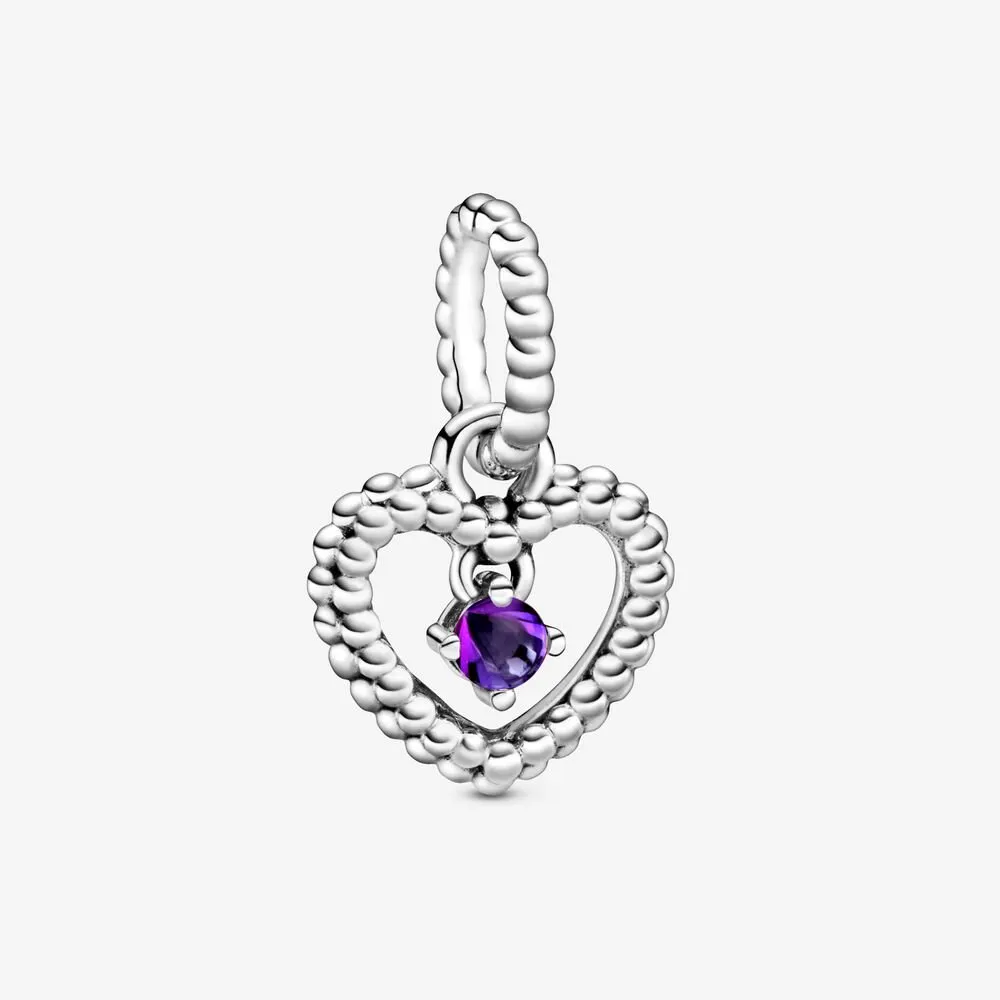 talisman pandora tip pandantiv cu inimioară cu mărgele violet 798854c03