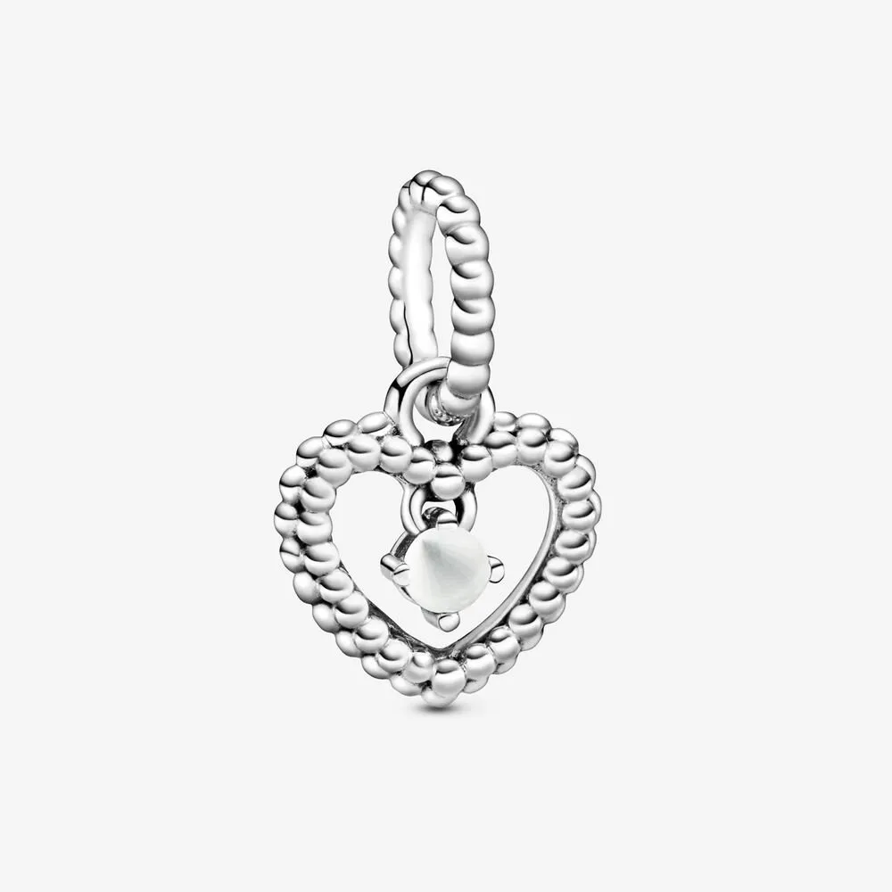 talisman pandora tip pandantiv cu inimioară cu mărgele în nuanța alb 798854c04