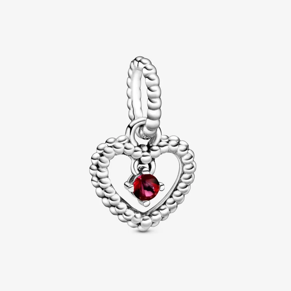 talisman pandora tip pandantiv cu inimioară cu mărgele în nuanța roșu intens 798854c02