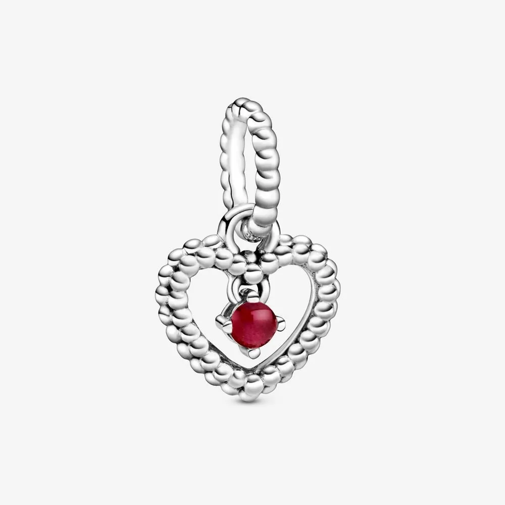 talisman pandora tip pandantiv cu inimioară cu mărgele în nuanța roșu închis 798854c08