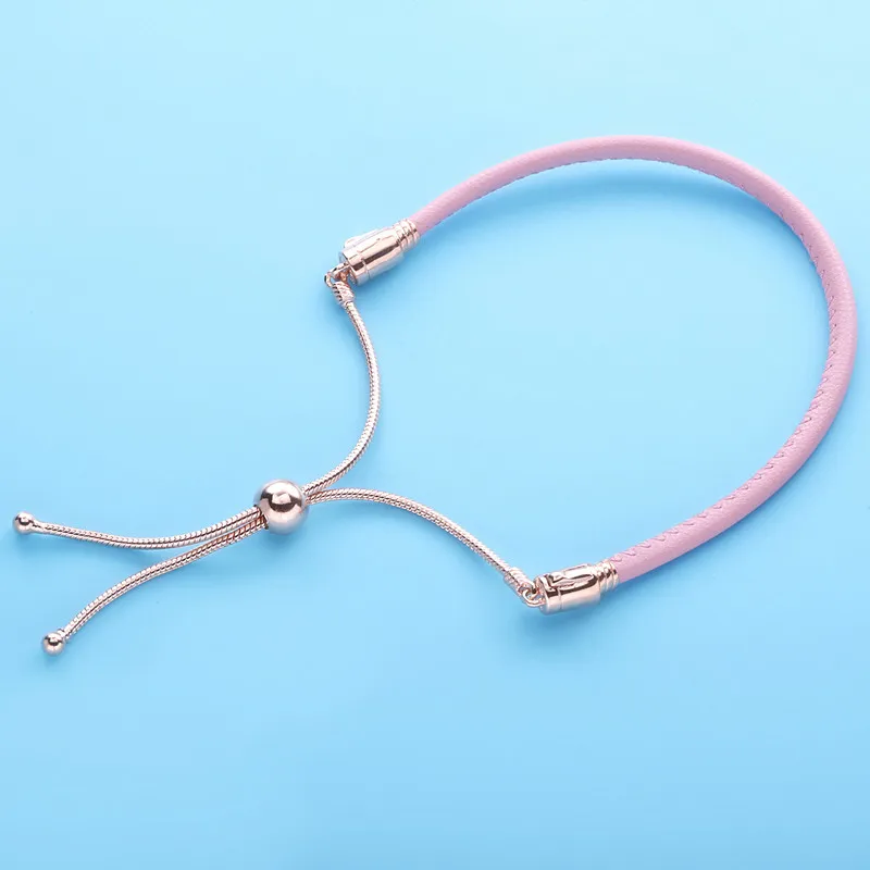 (imagine pentru) Brățară PANDORA Moments ajustabilă, din piele Roz - 589002C01 - Vizualizare 2