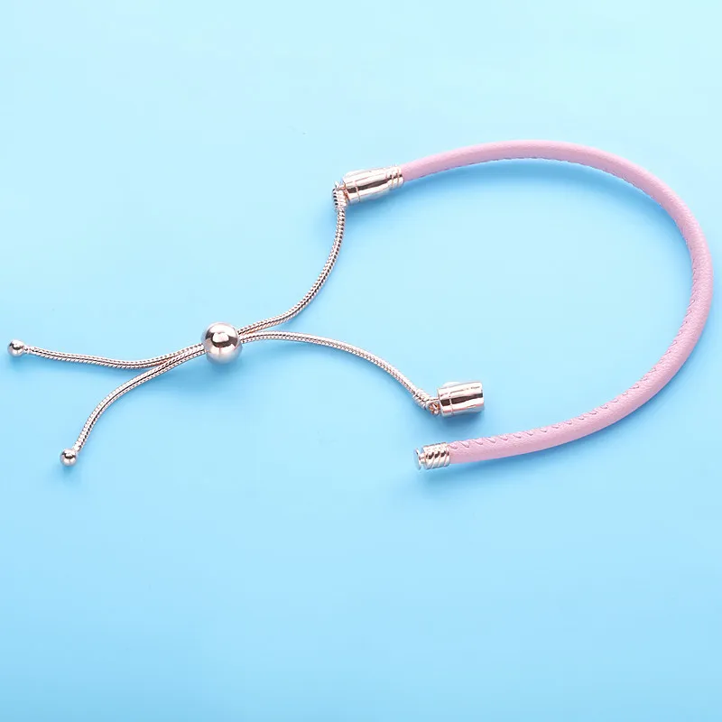 (imagine pentru) Brățară PANDORA Moments ajustabilă, din piele Roz - 589002C01 - Vizualizare 3