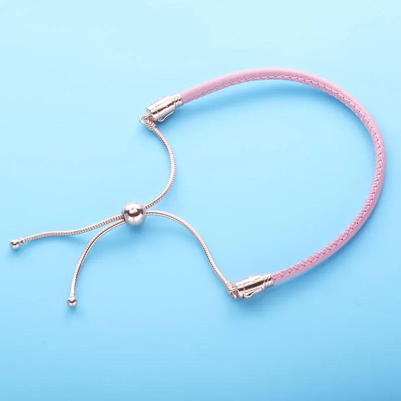 (imagine pentru) Brățară PANDORA Moments ajustabilă, din piele Roz - 589002C01 - Vizualizare 4