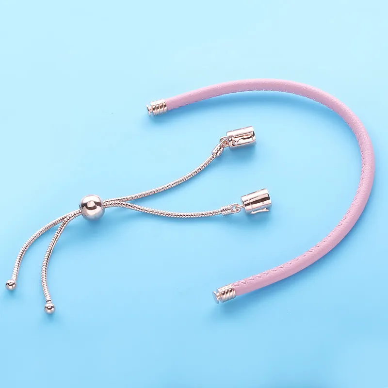(imagine pentru) Brățară PANDORA Moments ajustabilă, din piele Roz - 589002C01 - Vizualizare 5