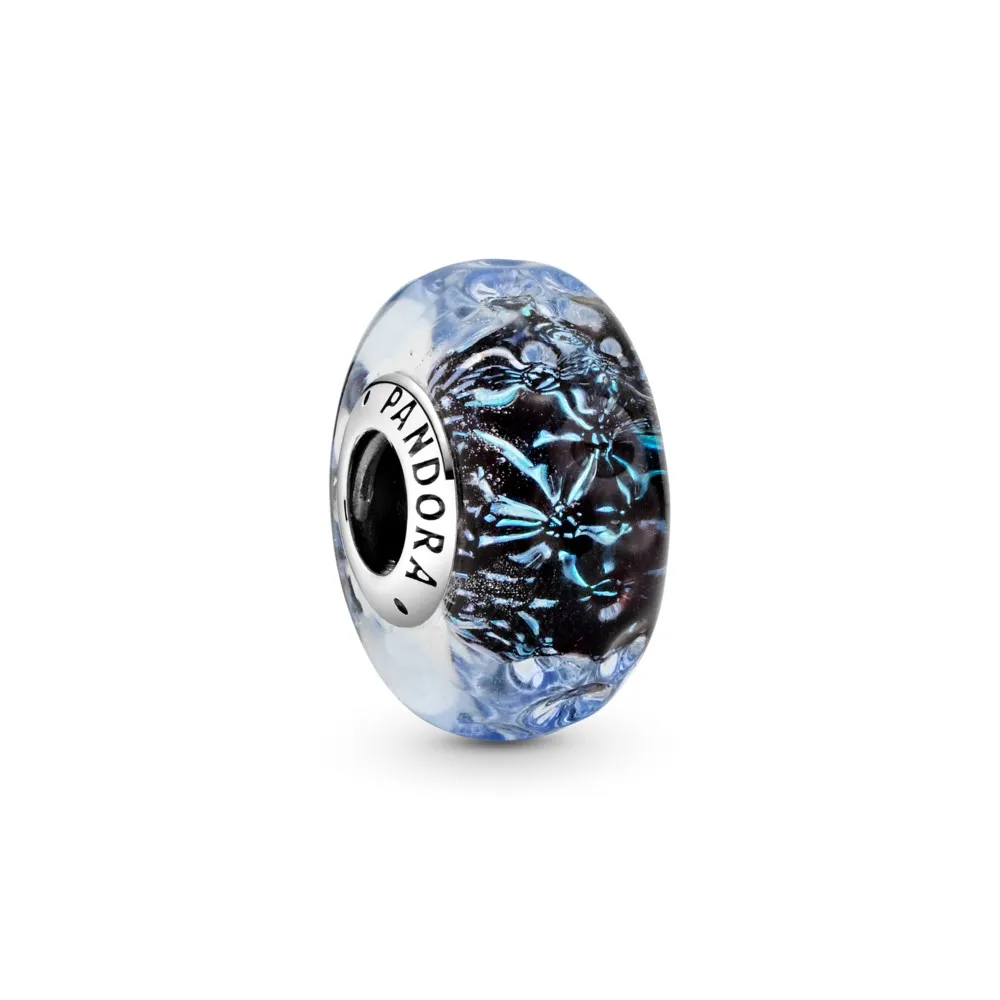 talisman pandora cu sticlă de murano albastru închis ondulat ocean 798938c00