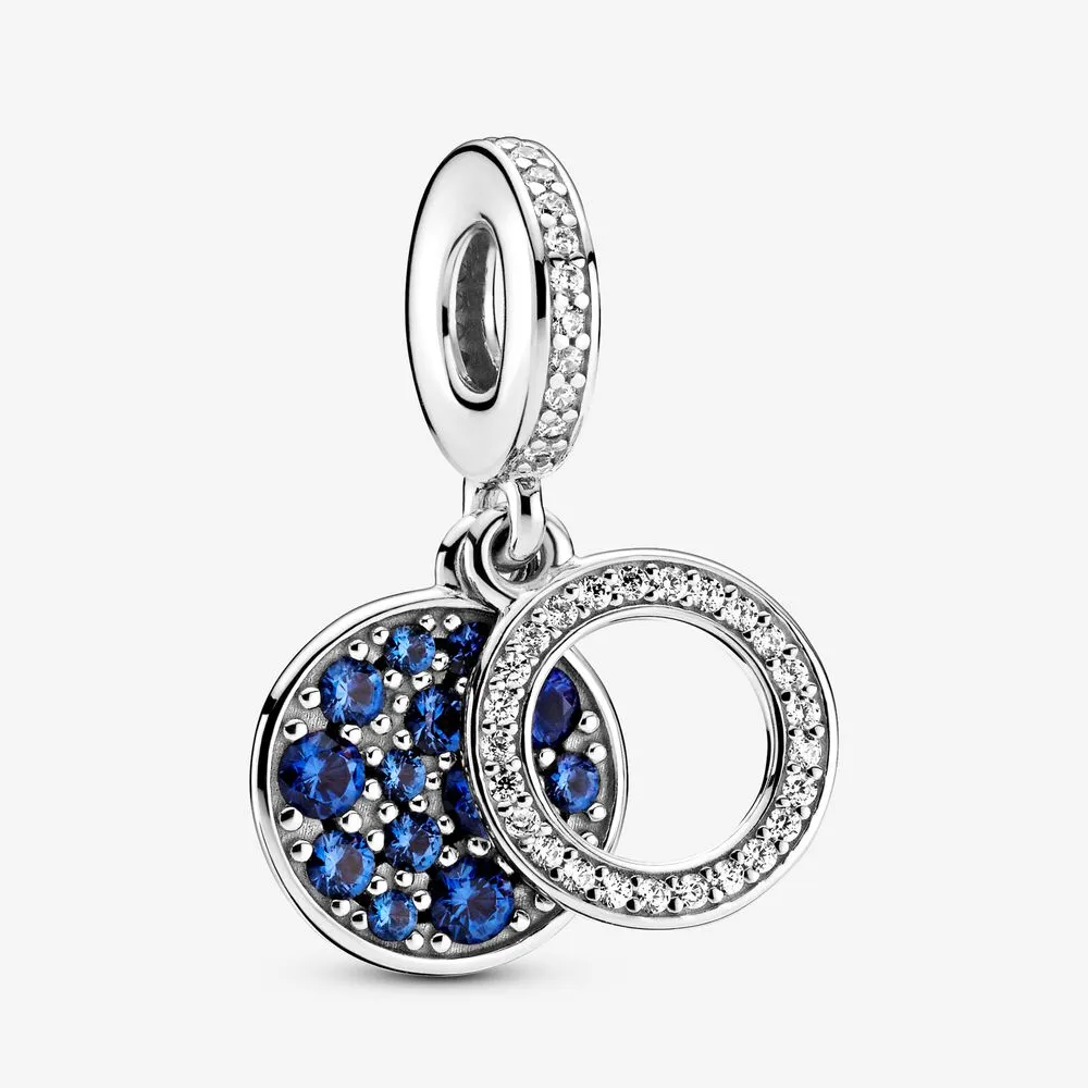 talisman pandora de tip pandantiv dublu cu disc albastru strălucitor 799186c01