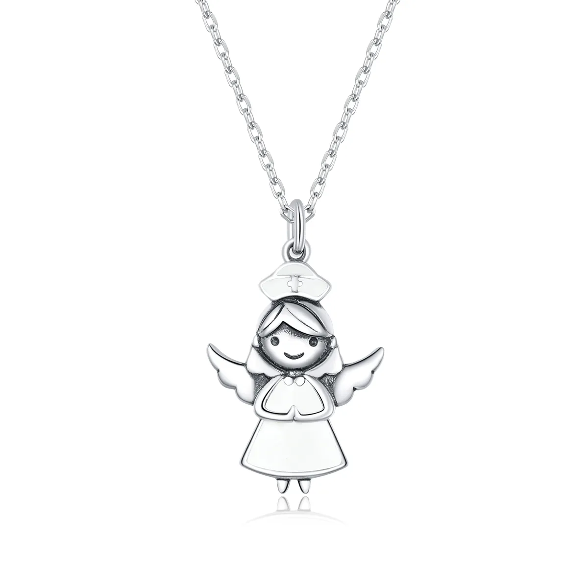 Colier Tip Pandora cu Înger în alb din argint - SCN425