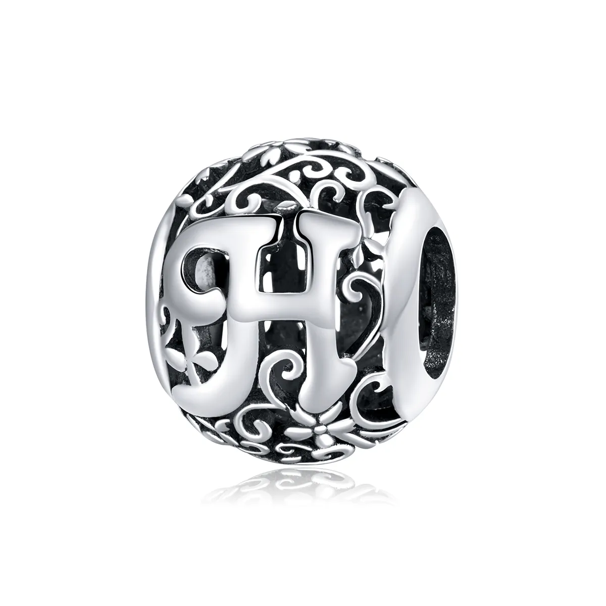 Talisman Tip Pandora Scrisoare cu flori ajurate H din argint - SCC1444-H