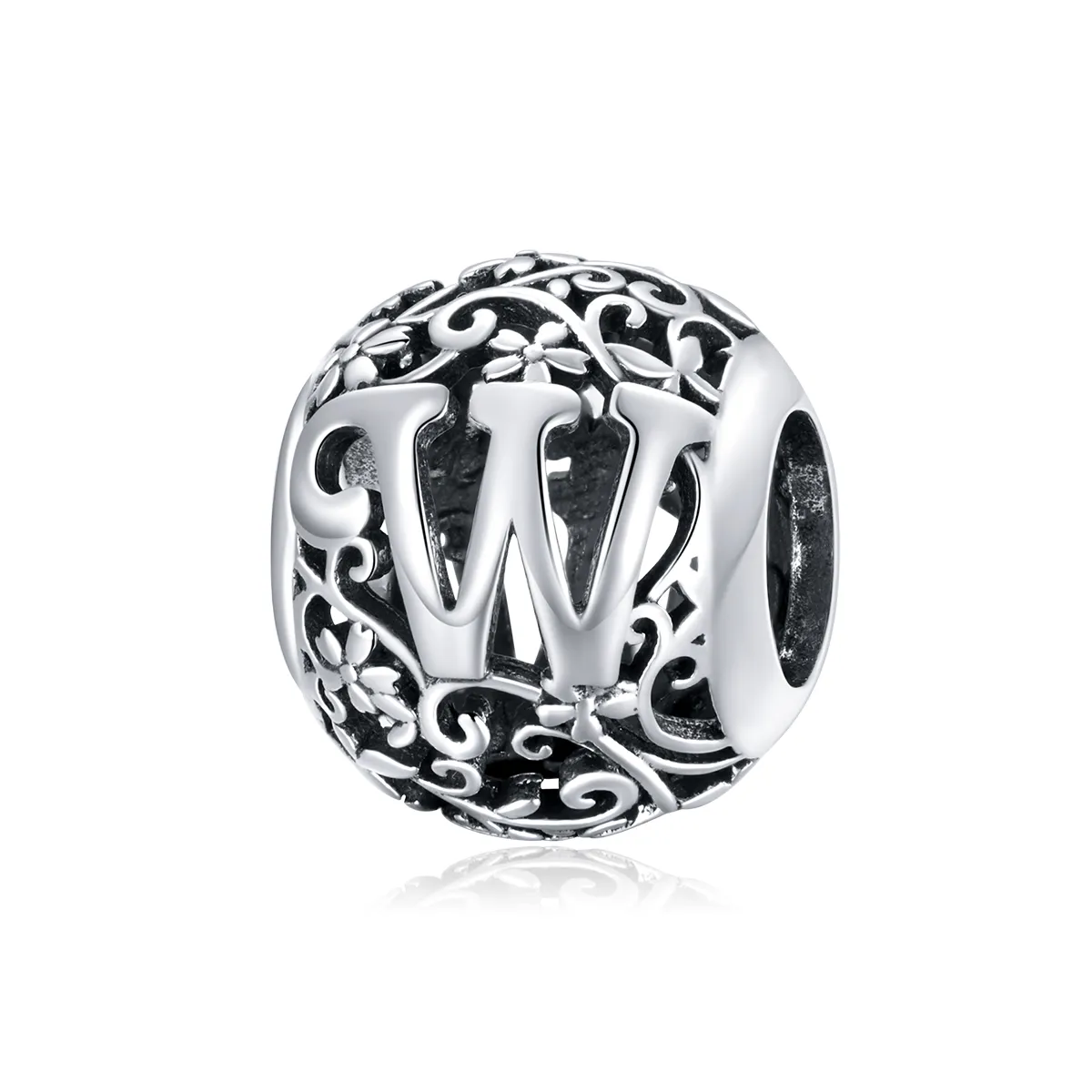 Talisman Tip Pandora Scrisoare de floare ajurată W din argint - SCC1444-W