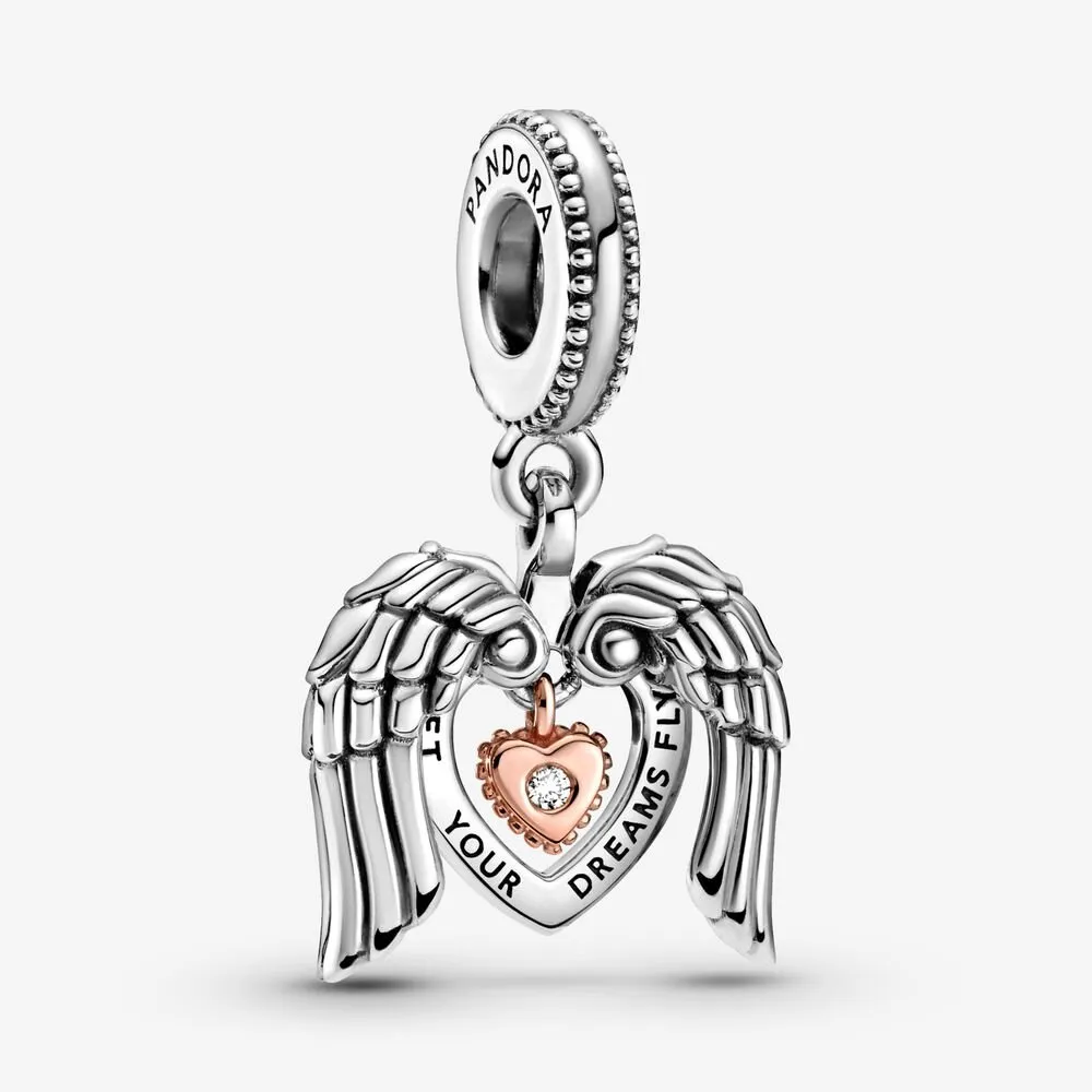 Talisman de tip pandantiv cu aripi de înger și inimă pentru Clubul Pandora 2021 - 789296C01