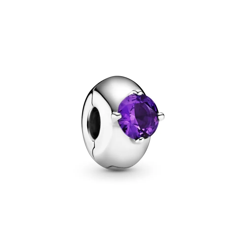 Talisman solitaire rotund violet cu fixare ușoară - 799204C02