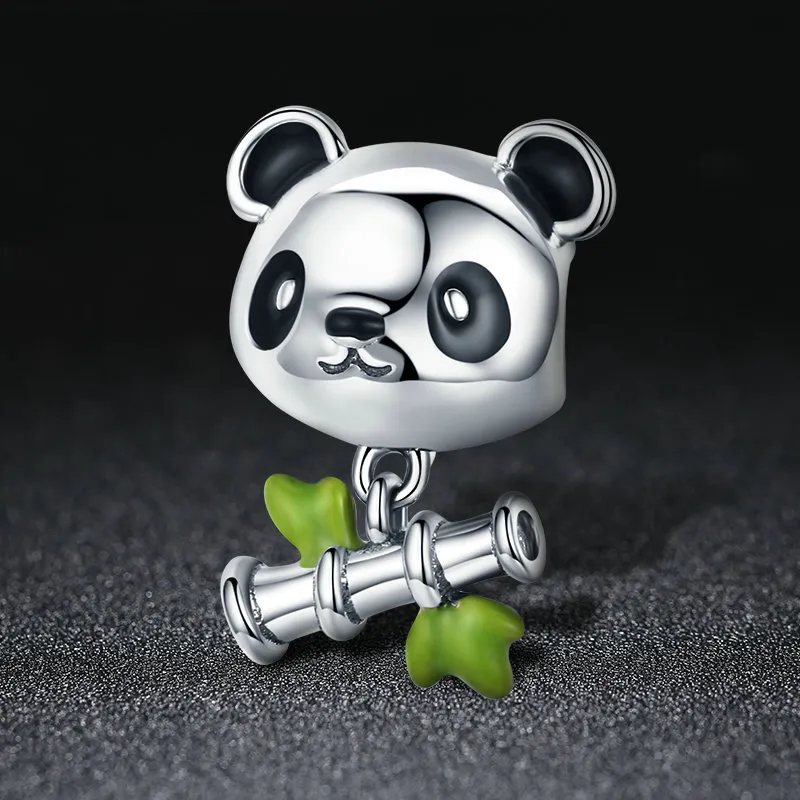 (imagine pentru) Pandora Style Pandă de Argint Iubește să Mănânce Bambus Charm - SCC325 - Vizualizare 3