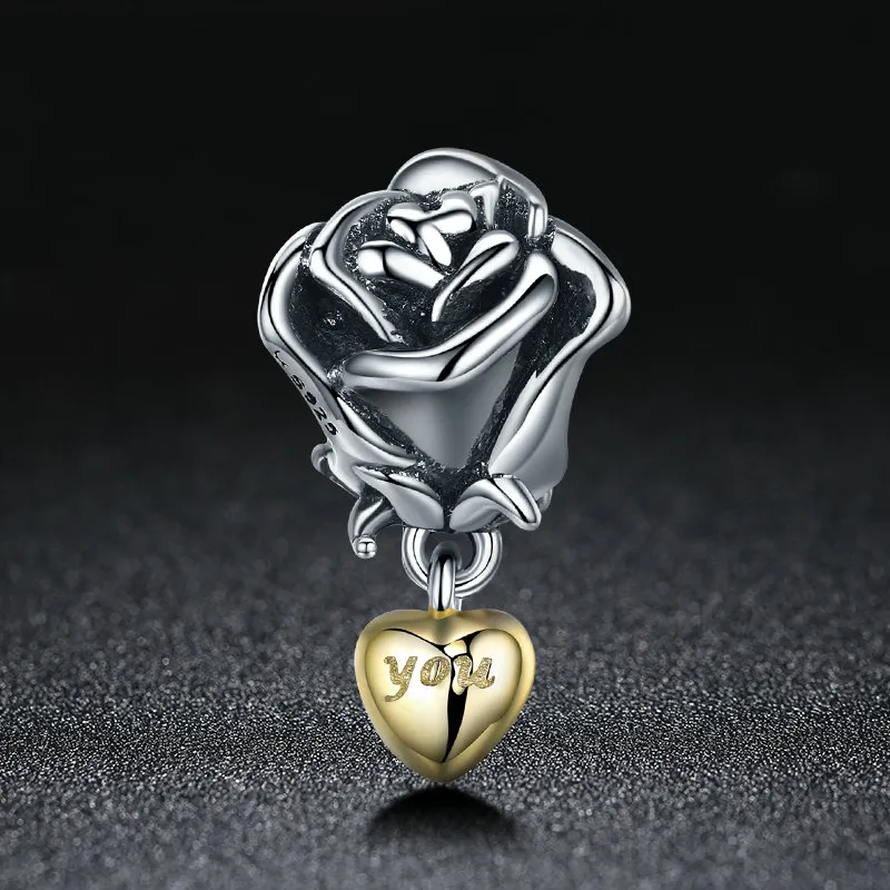 (imagine pentru) Pandora Style Two Tone I Love You Charm - SCC455 - Vizualizare 3