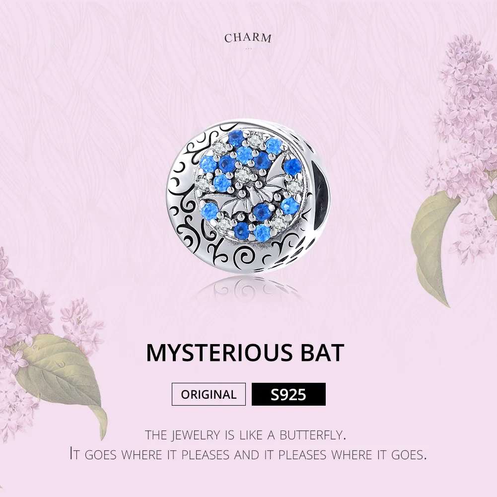 Talisman Tip Pandora Blue Stone Misterios Bat din argint - SCC1554