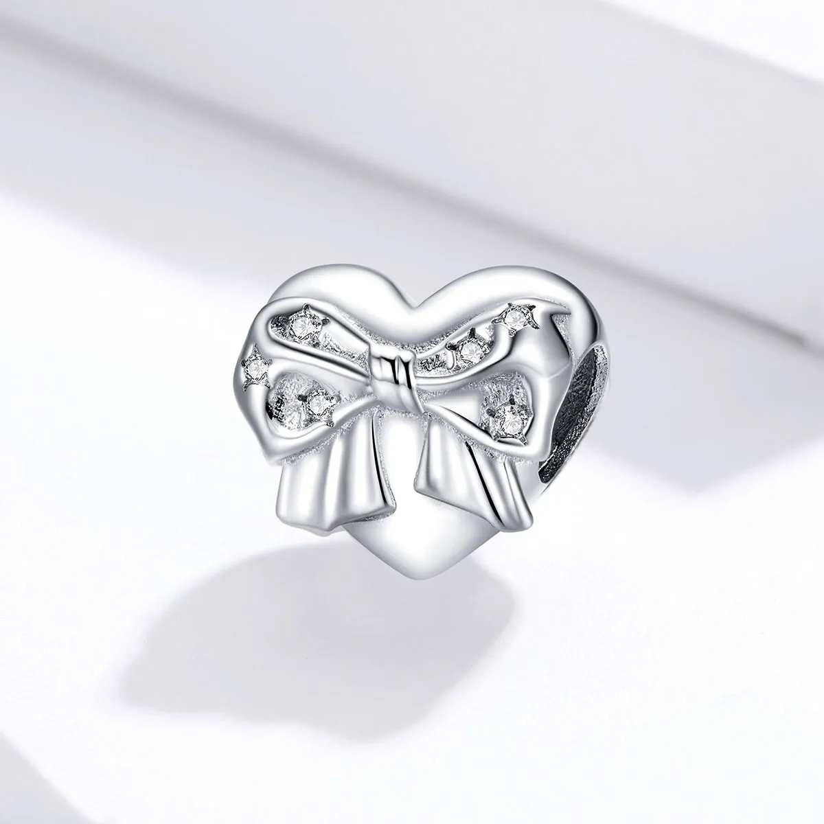 Talisman Tip Pandora Bow & Love Heart din argint - BSC381
